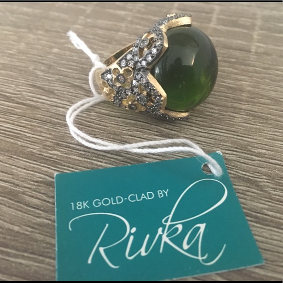 Rivka Friedman Jewelry - NWT Gorgeous Rivka Olive green Cocktail Ring sz 7